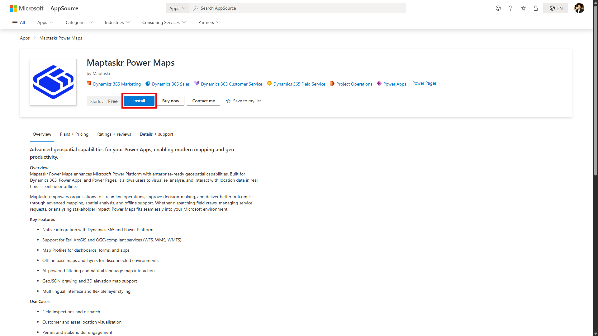 Appsource Landing Install