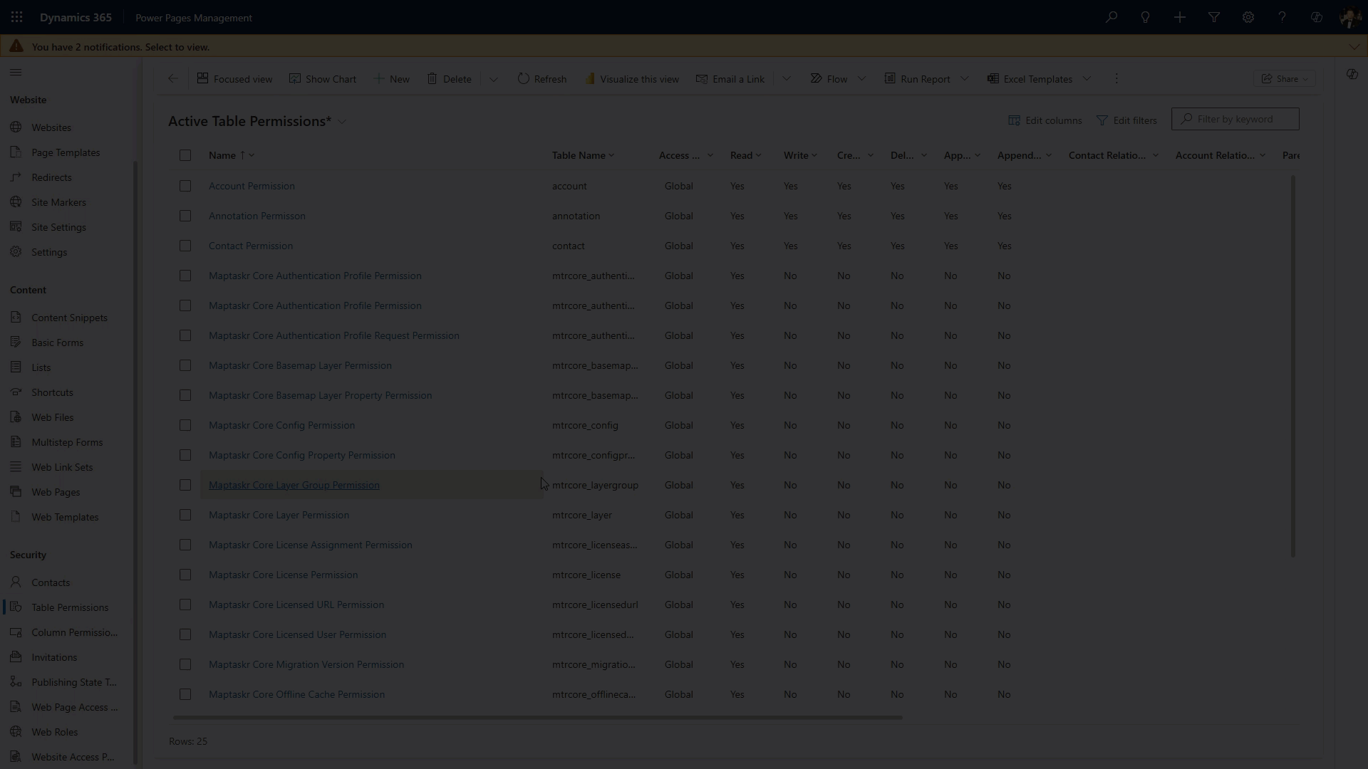 Add a Table Permission