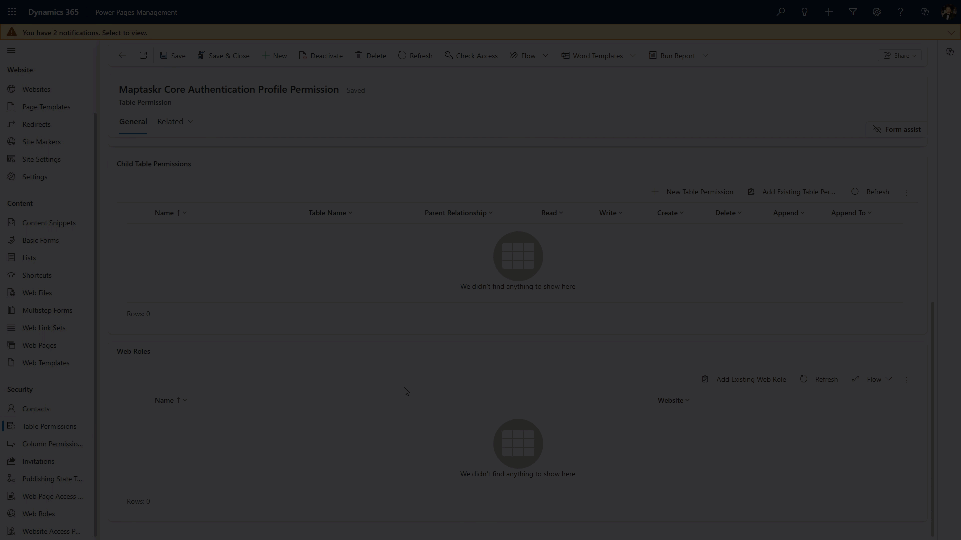 Add a Web to a Table Permission