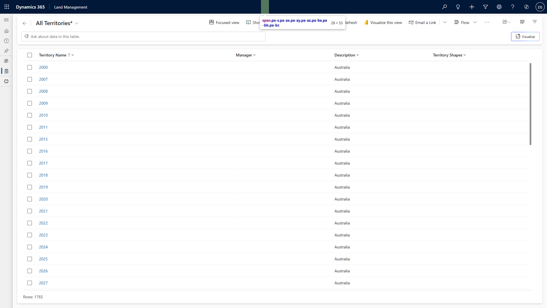 Territories Dataverse